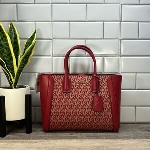 Michael Kors Kali Red Signature Satchel Tote